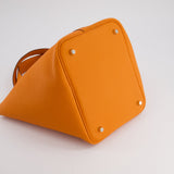 Hermès Picotin Bag 22cm in Orange Clemence Leather with Palladium Hardware