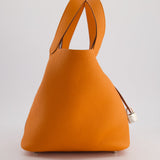 Hermès Picotin Bag 22cm in Orange Clemence Leather with Palladium Hardware