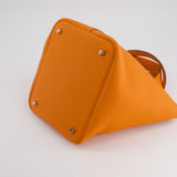 Hermès Picotin Bag 22cm in Orange Clemence Leather with Palladium Hardware