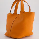 Hermès Picotin Bag 22cm in Orange Clemence Leather with Palladium Hardware