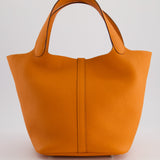 Hermès Picotin Bag 22cm in Orange Clemence Leather with Palladium Hardware