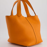 Hermès Picotin Bag 22cm in Orange Clemence Leather with Palladium Hardware