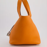 Hermès Picotin Bag 22cm in Orange Clemence Leather with Palladium Hardware