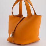 Hermès Picotin Bag 22cm in Orange Clemence Leather with Palladium Hardware