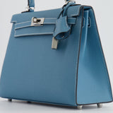 *HOT COLOUR* Hermès Kelly Sellier 25cm Bag in Bleu Jean Epsom Leather with Palladium Hardware