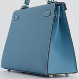 *HOT COLOUR* Hermès Kelly Sellier 25cm Bag in Bleu Jean Epsom Leather with Palladium Hardware