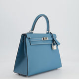 *HOT COLOUR* Hermès Kelly Sellier 25cm Bag in Bleu Jean Epsom Leather with Palladium Hardware