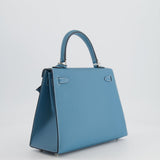 *HOT COLOUR* Hermès Kelly Sellier 25cm Bag in Bleu Jean Epsom Leather with Palladium Hardware