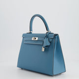 *HOT COLOUR* Hermès Kelly Sellier 25cm Bag in Bleu Jean Epsom Leather with Palladium Hardware