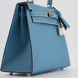 *HOT COLOUR* Hermès Kelly Sellier 25cm Bag in Bleu Jean Epsom Leather with Palladium Hardware