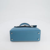 *HOT COLOUR* Hermès Kelly Sellier 25cm Bag in Bleu Jean Epsom Leather with Palladium Hardware