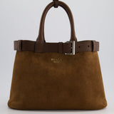 Prada Medium Brown Suede Buckle Belt Bag with Strap in Gold and Silver Hardware