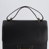 Hermès Constance Cartable Bag in Black Sombrero Leather with Gold and Black Hardware