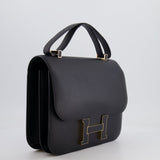 Hermès Constance Cartable Bag in Black Sombrero Leather with Gold and Black Hardware