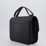 Hermès Constance Cartable Bag in Black Sombrero Leather with Gold and Black Hardware