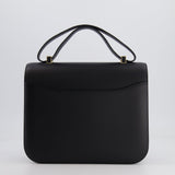 Hermès Constance Cartable Bag in Black Sombrero Leather with Gold and Black Hardware