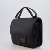 Hermès Constance Cartable Bag in Black Sombrero Leather with Gold and Black Hardware