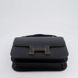 Hermès Constance Cartable Bag in Black Sombrero Leather with Gold and Black Hardware