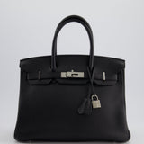 Hermès Black Birkin 30cm Bag in Togo Leather with Palladium Hardware