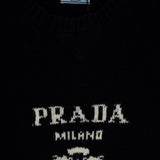 Prada Black Knitted Long Sleeve Oversized Jumper with Logo Detail IT 50 (UK 18)