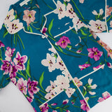 Olivia Von Halle Teal Floral Two-Piece Shirt and Trouser Set Size 2 (UK 10)