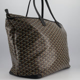 Goyard Saint Artois Black Shoulder Tote Bag in Goyardine Canvas and Chevroches Calfskin