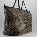 Goyard Saint Artois Black Shoulder Tote Bag in Goyardine Canvas and Chevroches Calfskin