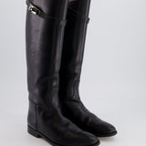 Hermès Black Jumping Boots in Calfskin Leather with Palladium Buckle Size EU 38.5  RRP £2,300