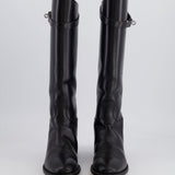 Hermès Black Jumping Boots in Calfskin Leather with Palladium Buckle Size EU 38.5  RRP £2,300