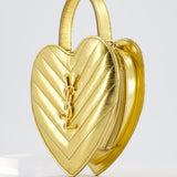 Saint Laurent Gold Love Heart Cross-Body Bag in Smooth Calfskin with Gold Hardware