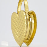 Saint Laurent Gold Love Heart Cross-Body Bag in Smooth Calfskin with Gold Hardware