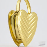 Saint Laurent Gold Love Heart Cross-Body Bag in Smooth Calfskin with Gold Hardware