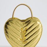 Saint Laurent Gold Love Heart Cross-Body Bag in Smooth Calfskin with Gold Hardware