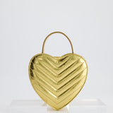 Saint Laurent Gold Love Heart Cross-Body Bag in Smooth Calfskin with Gold Hardware