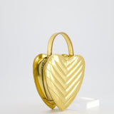 Saint Laurent Gold Love Heart Cross-Body Bag in Smooth Calfskin with Gold Hardware