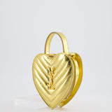 Saint Laurent Gold Love Heart Cross-Body Bag in Smooth Calfskin with Gold Hardware