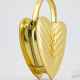 Saint Laurent Gold Love Heart Cross-Body Bag in Smooth Calfskin with Gold Hardware