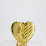 Saint Laurent Gold Love Heart Cross-Body Bag in Smooth Calfskin with Gold Hardware