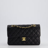 Chanel Black Small Classic Double Flap Bag in Caviar Leather with Gold Hardware