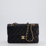 Chanel Black Small Classic Double Flap Bag in Caviar Leather with Gold Hardware