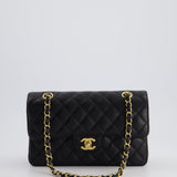 Chanel Black Small Classic Double Flap Bag in Caviar Leather with Gold Hardware