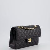 Chanel Black Small Classic Double Flap Bag in Caviar Leather with Gold Hardware