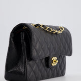 Chanel Black Small Classic Double Flap Bag in Caviar Leather with Gold Hardware