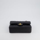 Chanel Black Small Classic Double Flap Bag in Caviar Leather with Gold Hardware