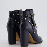 Valentino Navy Rockstud Leather Ankle Boots Size EU 38