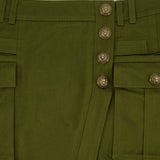 Balmain Khaki Midi Skirt with Pocket and Asymmetric Split Detail Size FR 36 (UK 8)