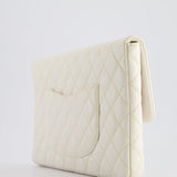 Chanel Ivory Timeless Clutch Bag in Quilted Caviar Leather with Champagne Gold Hardware