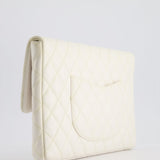 Chanel Ivory Timeless Clutch Bag in Quilted Caviar Leather with Champagne Gold Hardware