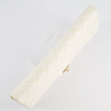 Chanel Ivory Timeless Clutch Bag in Quilted Caviar Leather with Champagne Gold Hardware