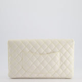 Chanel Ivory Timeless Clutch Bag in Quilted Caviar Leather with Champagne Gold Hardware